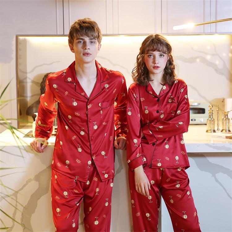 Red Matching Couples Pajamas Set