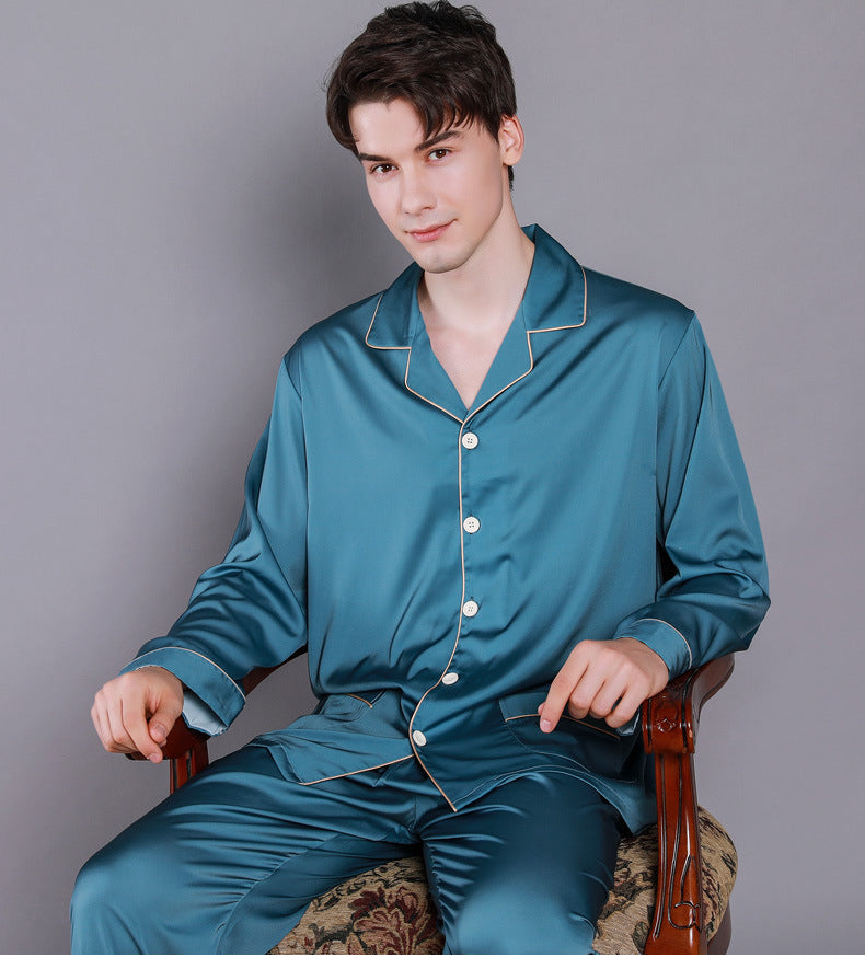 Solid Mens Satin Pajamas Set