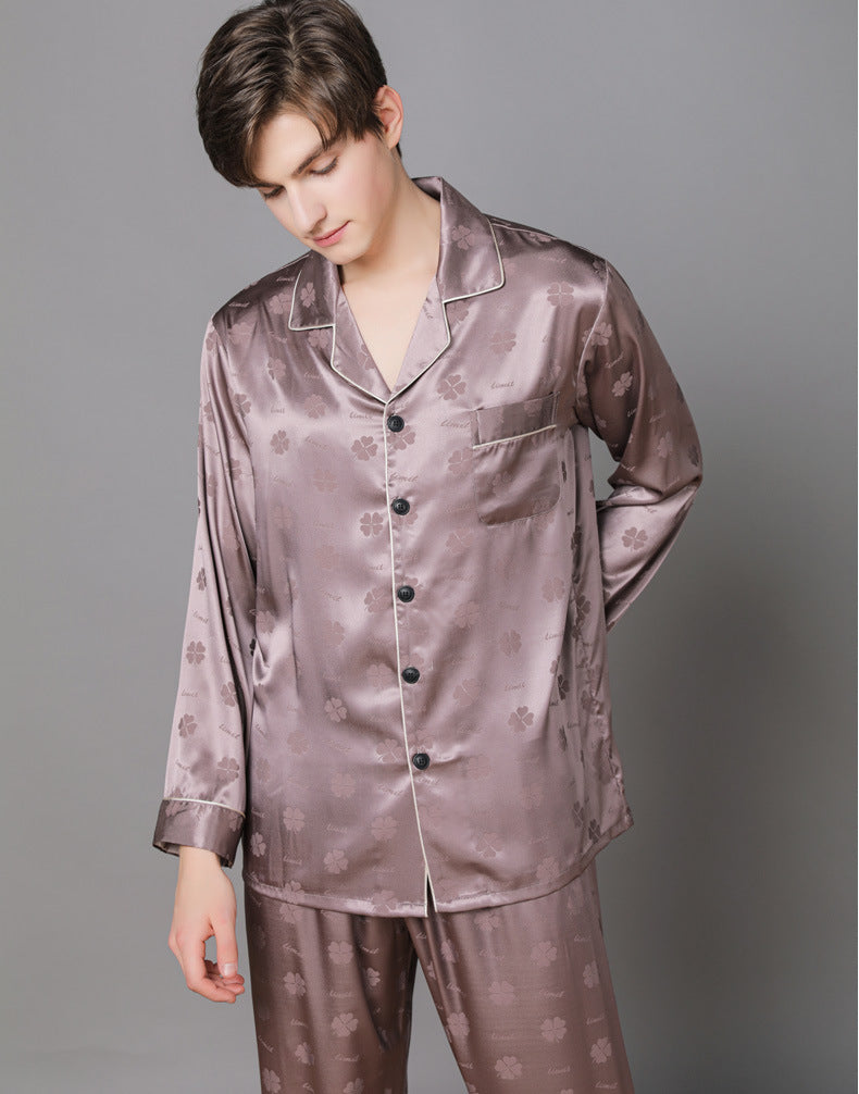 Floral Print Satin Men's Pajamas Set