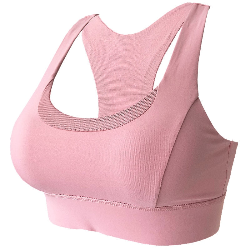 Women High Impact Push Up Seamless Crop Top Sports Bra with Pad and Buckle