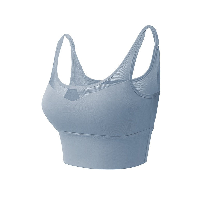 Women Mesh Seamless Push Up Naked-feel Sports Bra Yoga Gym Brassiere Running Fitness Vest S-XXL