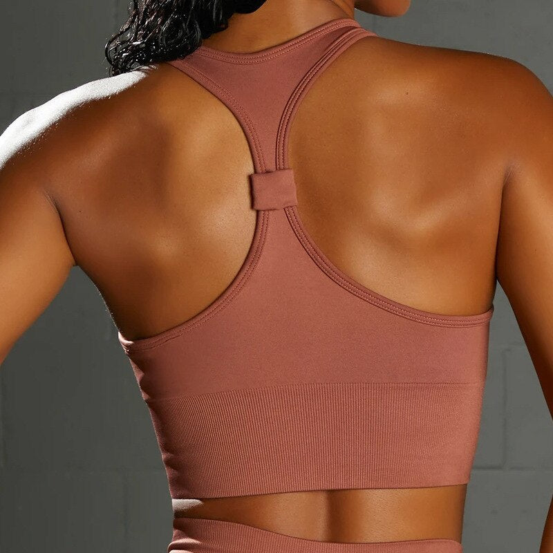 Women New Solid Color Seamless Sport Bra Female Workout Fitness Wear Run Gym Yoga Clothes
