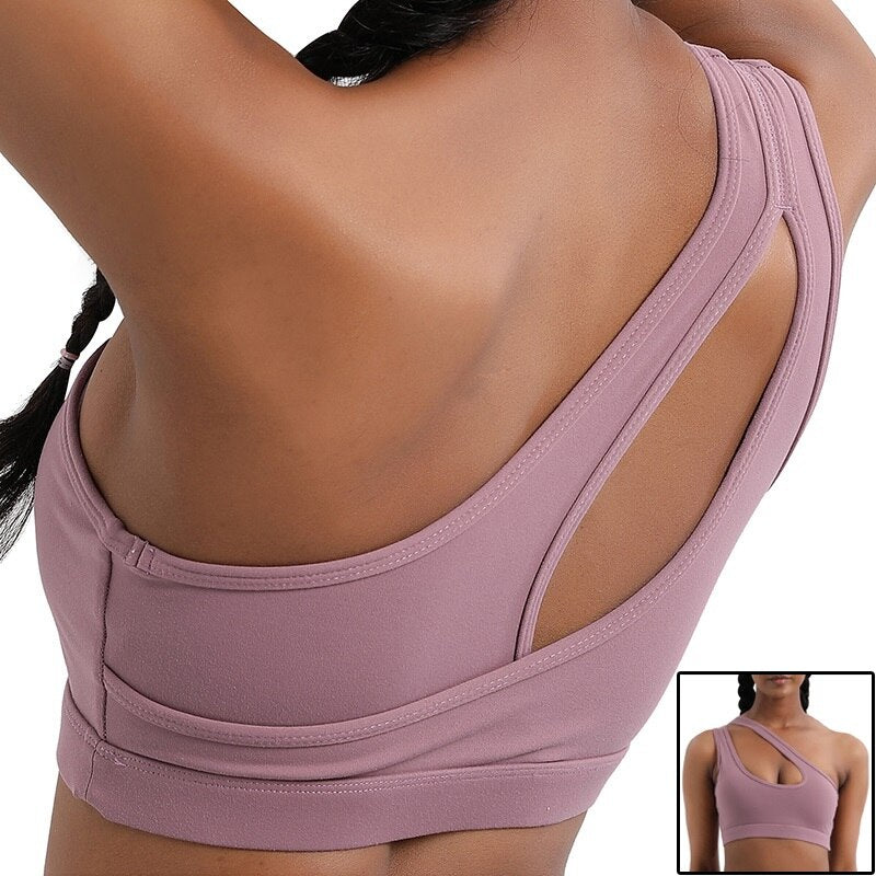 Women Sexy Push Up One Shoulder Sportswear Top Crop Athletic Vest Underwear