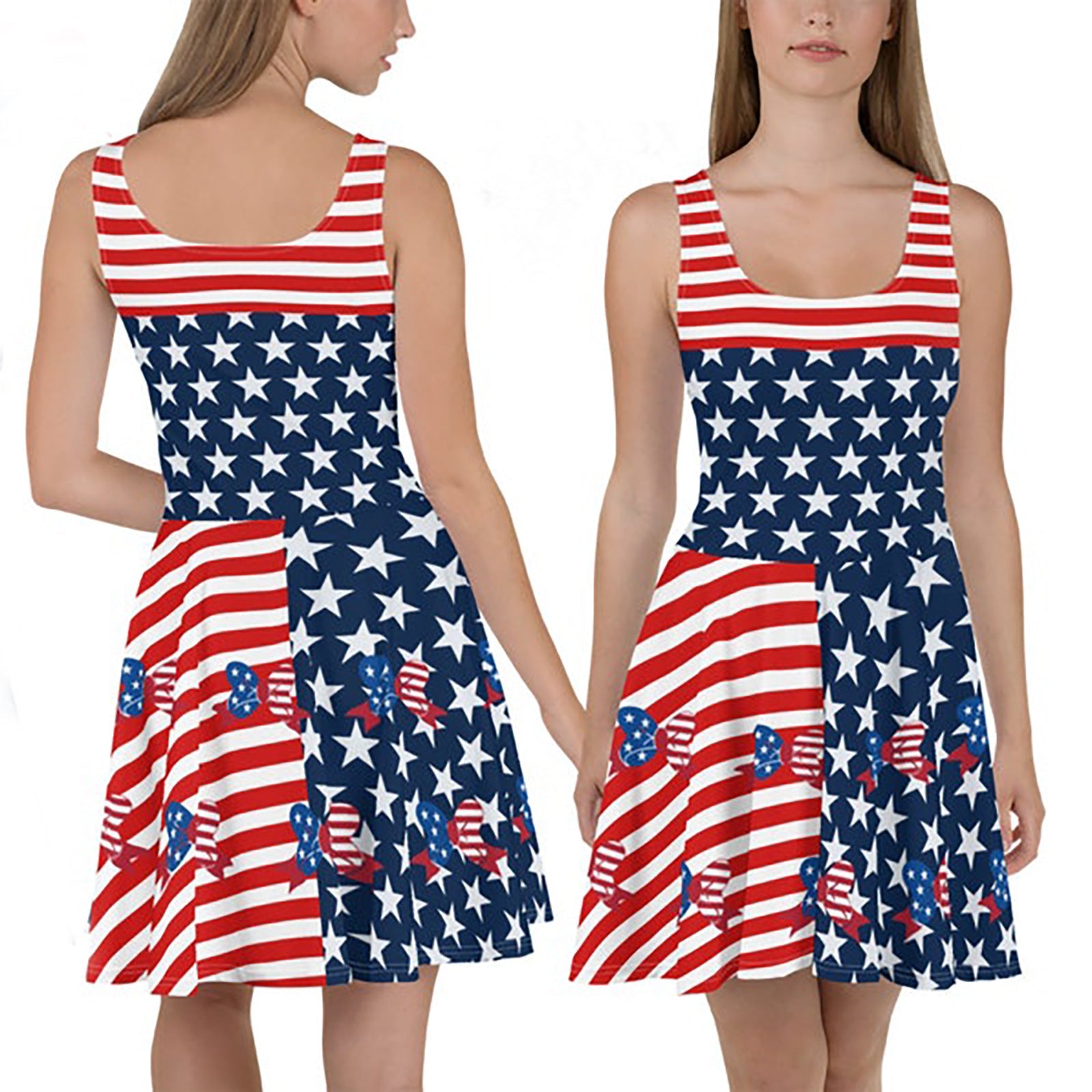 Women Independence Day Star Print Short Dress