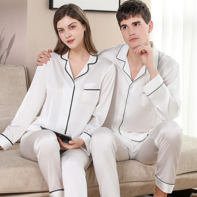 Couple's Beautifully Soft Long Sleeve Notch Collar Top and Pants Pajama Set