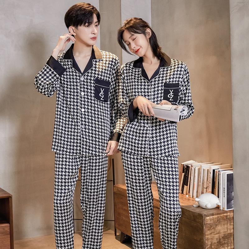 Satin Allover Print Satin Couple Pajama Set