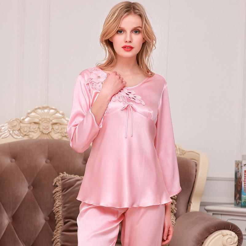 Women's Satin Pajama Set Long Silky Pajamas