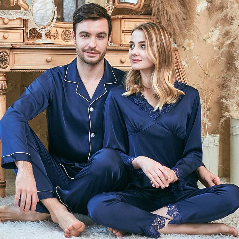 Satin Couple Two-piece Pajamas Sets