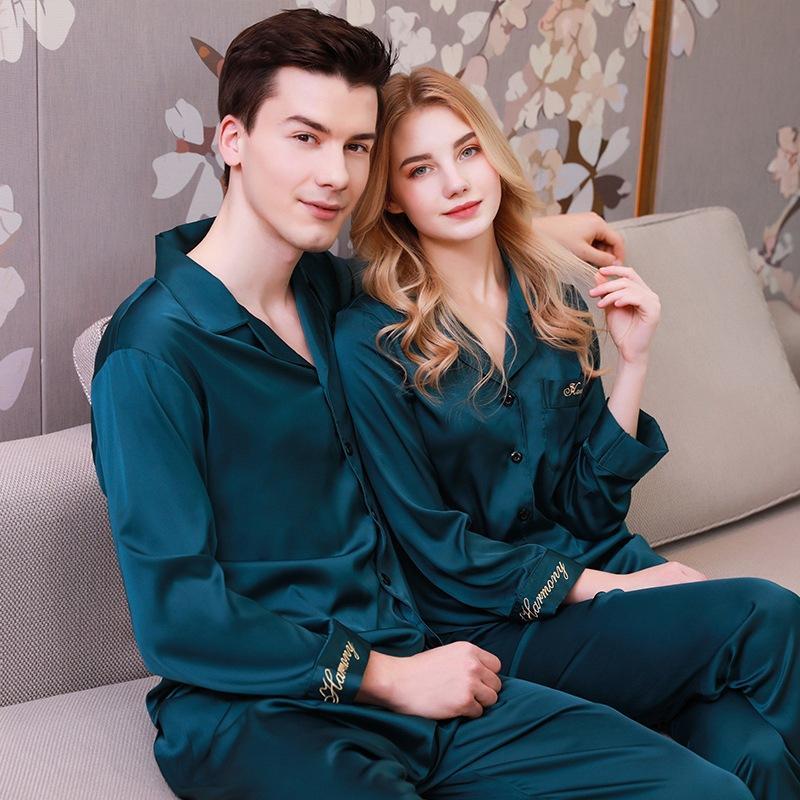 Relaxed Couple Satin Pajamas Set