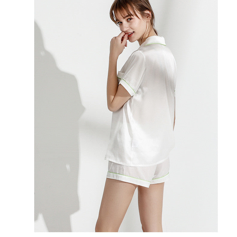 Pure White Silk Pajamas Short Set