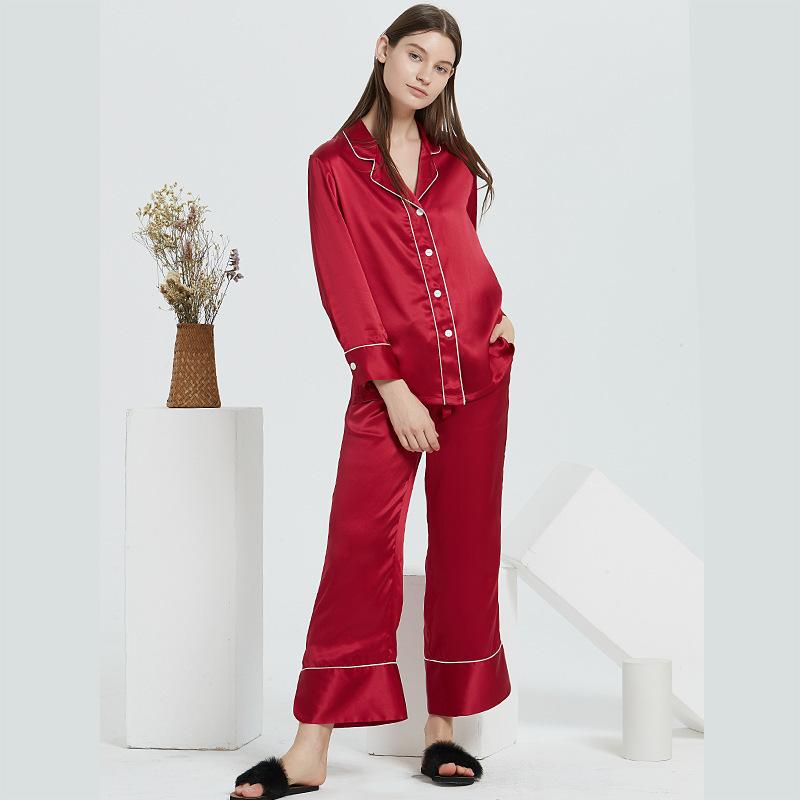 Long Classic 100% Silk Pajama Set