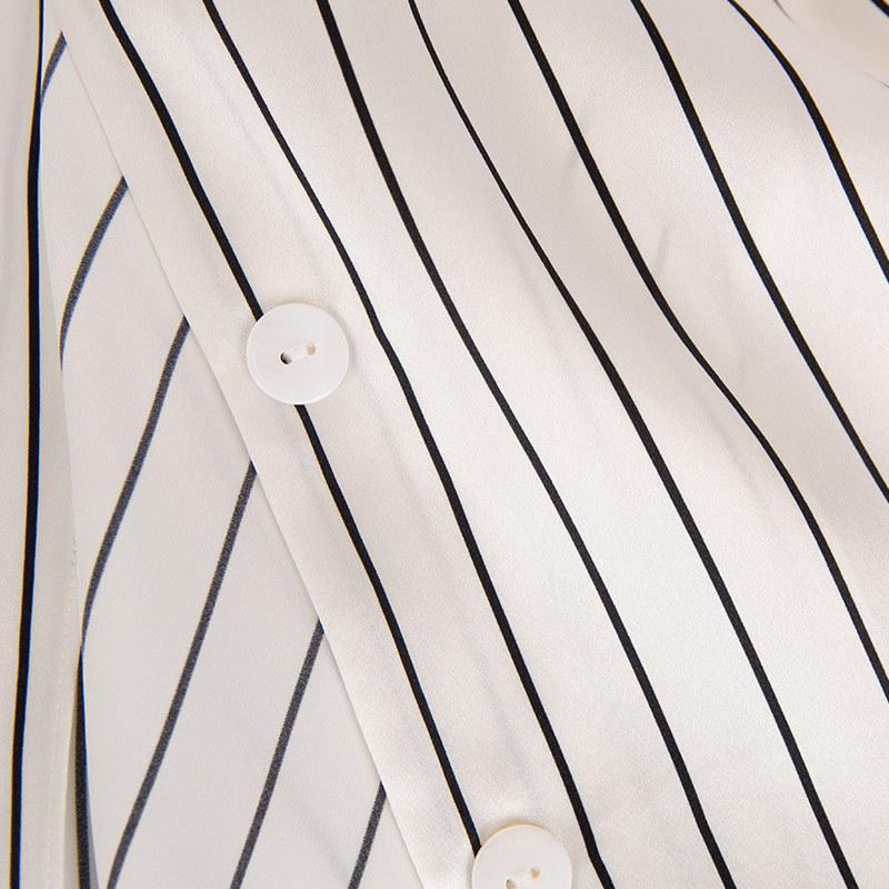 Striped Button Up Silk Pajama Set