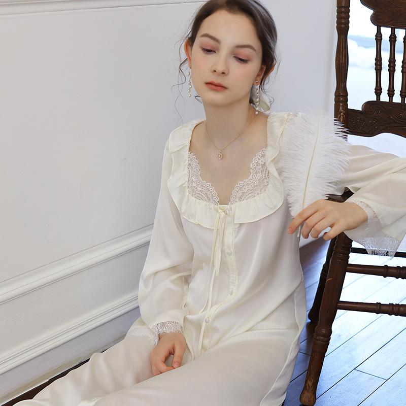 Women's White Satin Sleep Dress Satin Loungewear