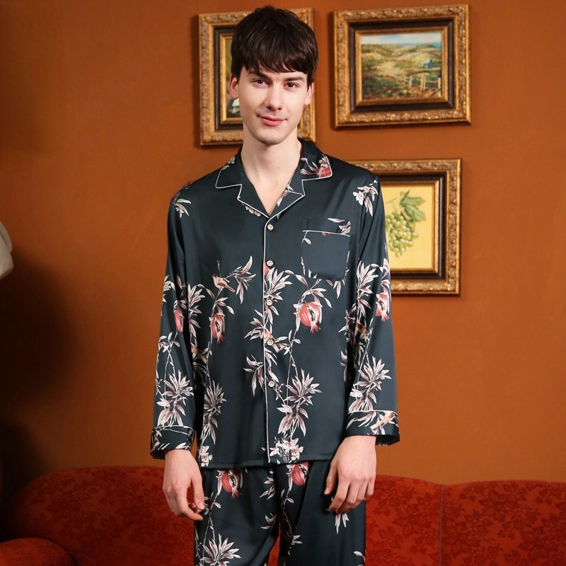 Floral Print Satin Couples Pajamas Sleepwear