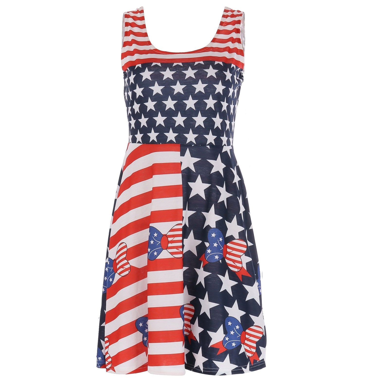 Women Independence Day Star Print Short Dress