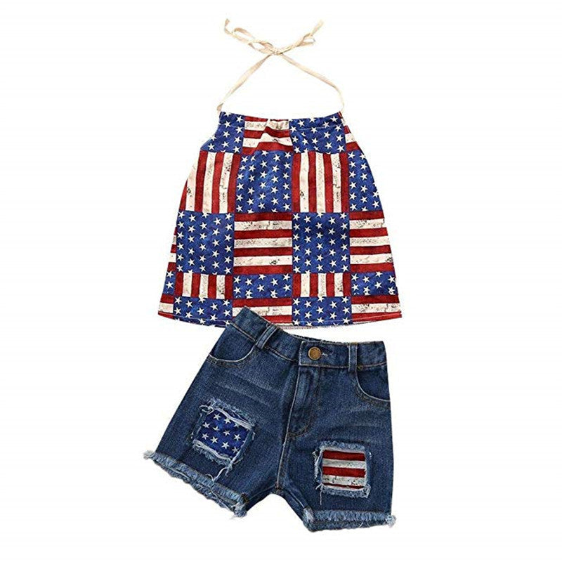 Mom and Me 4th of July Star Print Denim Shorts
