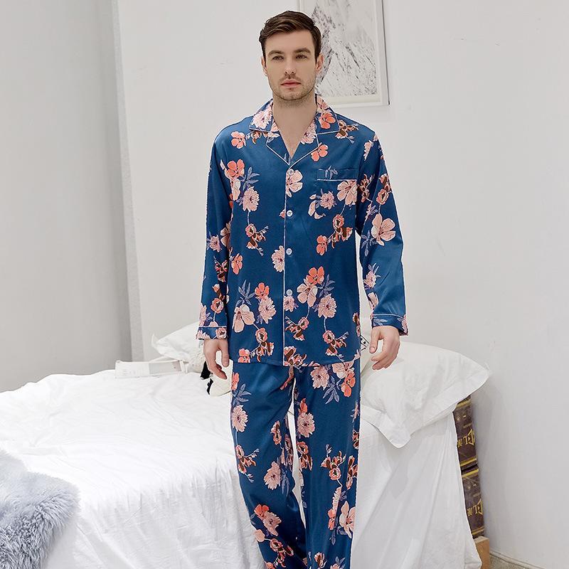 Floral Print Satin Couple Pajamas Sets