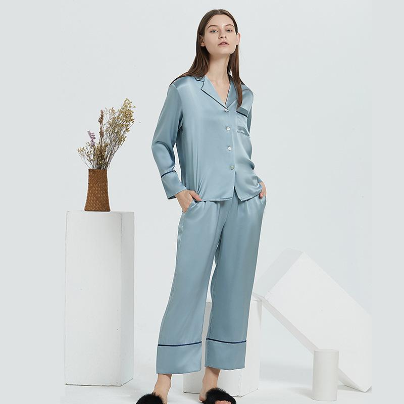 Striped Button Up 100% Silk Pajama Set