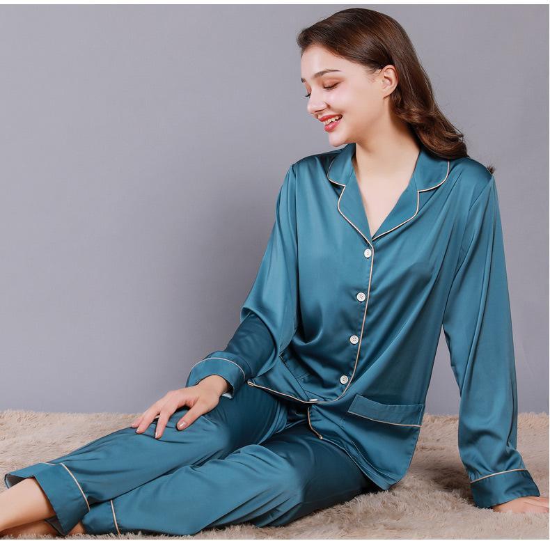 Solid Womens Satin Pajamas Set