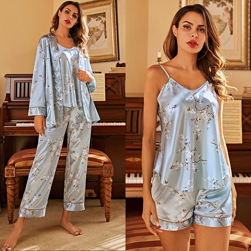 Print Belted Robe & Solid Cami & Solid Cami Dress & Shorts & Pants