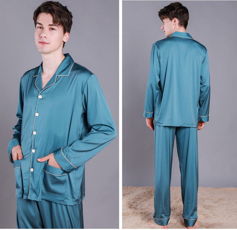 Solid Mens Satin Pajamas Set