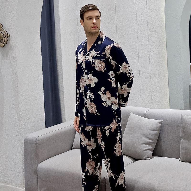 Floral Print Satin Couple Pajamas Sets