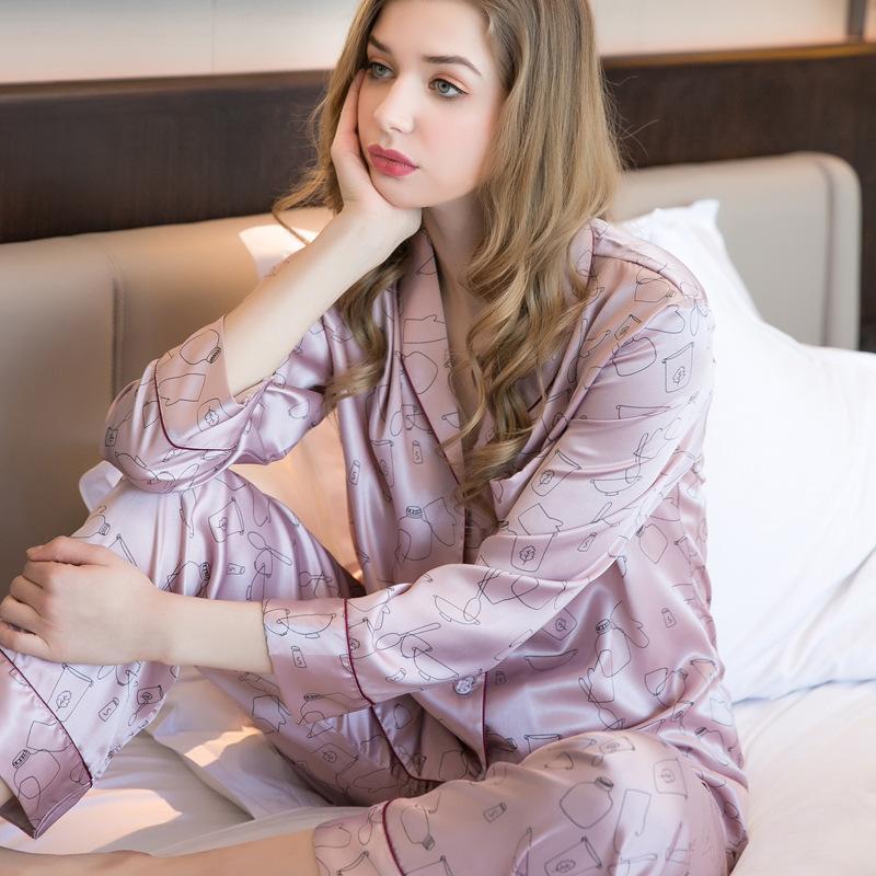 Shawl Collar Trimmed Satin Men Pajama Set