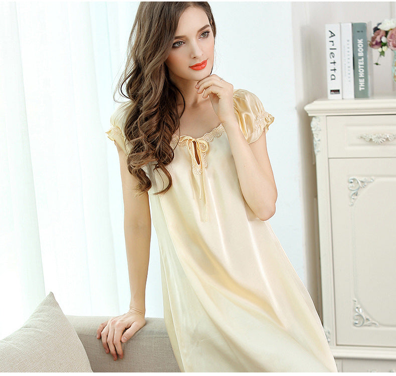 Relaxed Fit Long Silk Dress/Nightgown