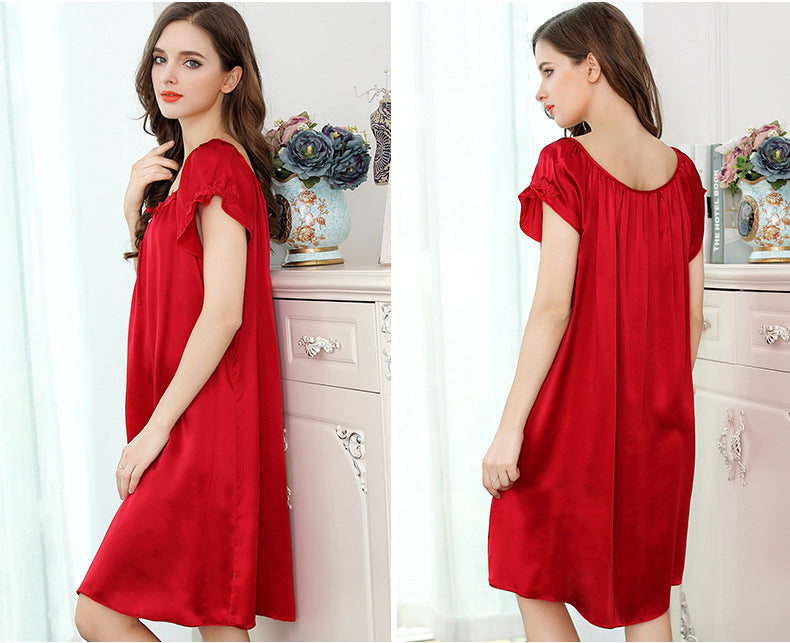 Relaxed Fit Long Silk Dress/Nightgown
