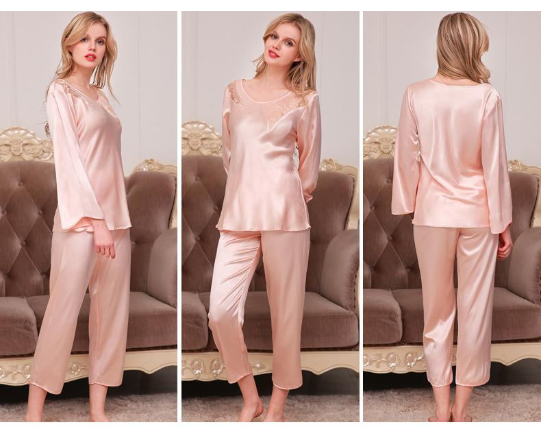 Women's Beautifully Soft Satin Long Sleeve Top and Pants Pajama Set