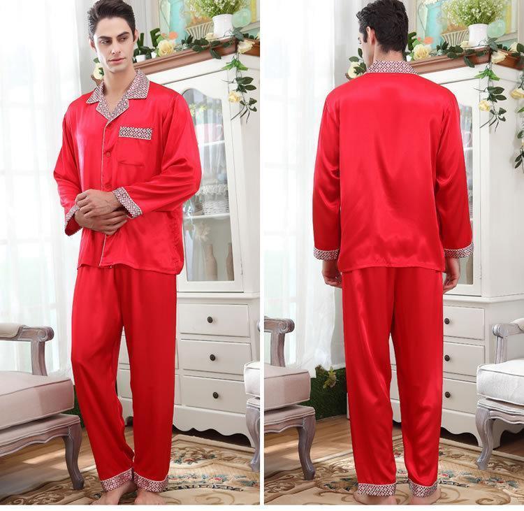 Bow Front Lace Trim Silky Women Pajama Set