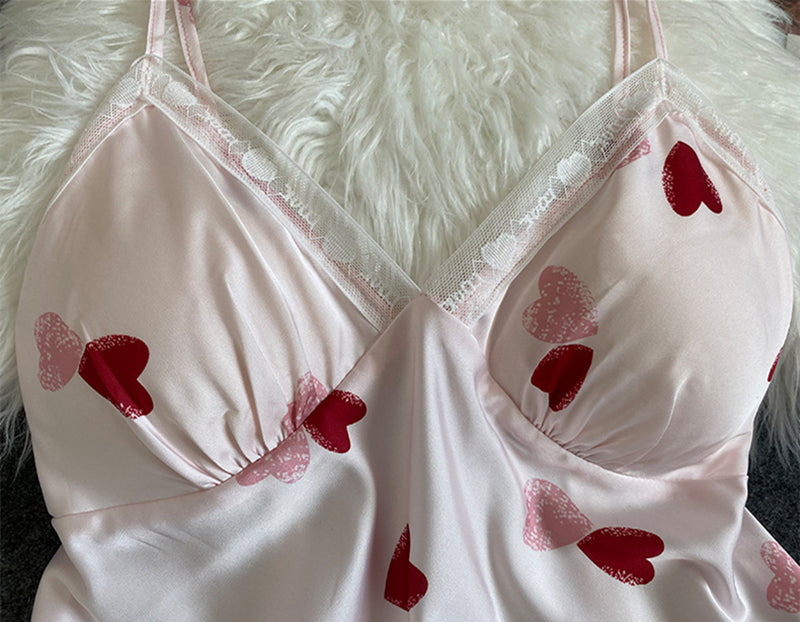 Women Love Printed Pajamas 2-Piece Set with Chest Pads 208