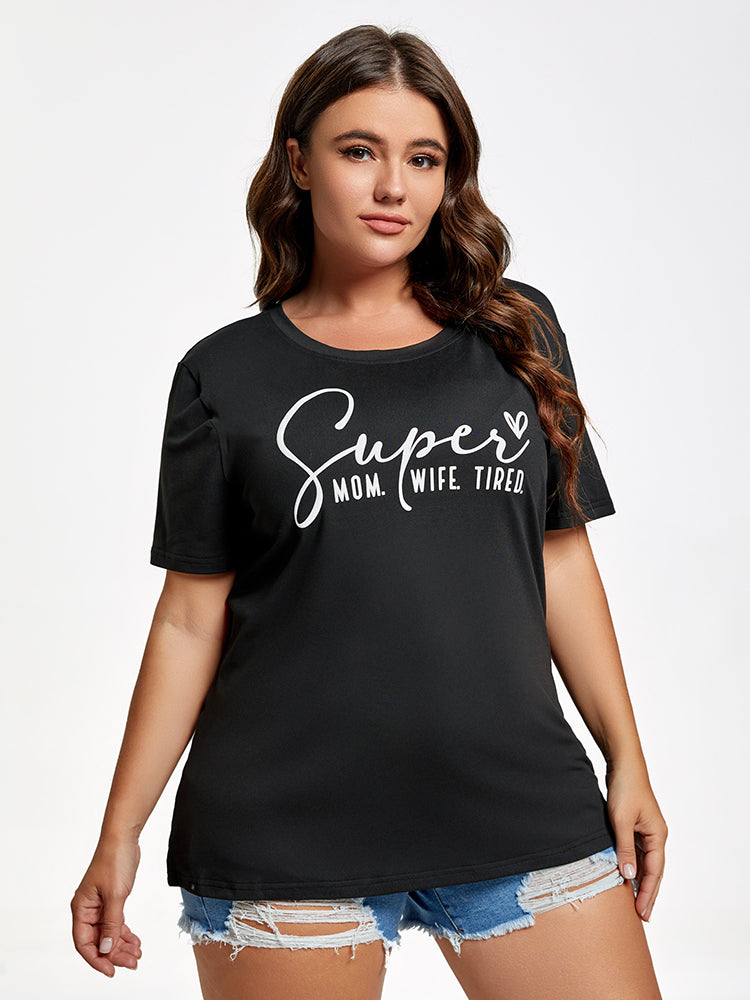 Plus Super Mom WIfe Tired Graphic Tee