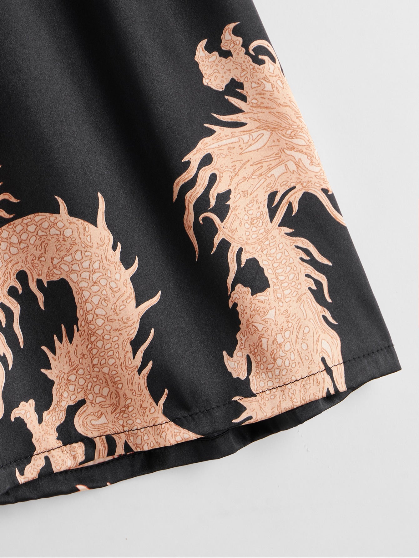 Men Dragon Print Satin Pajama Shorts