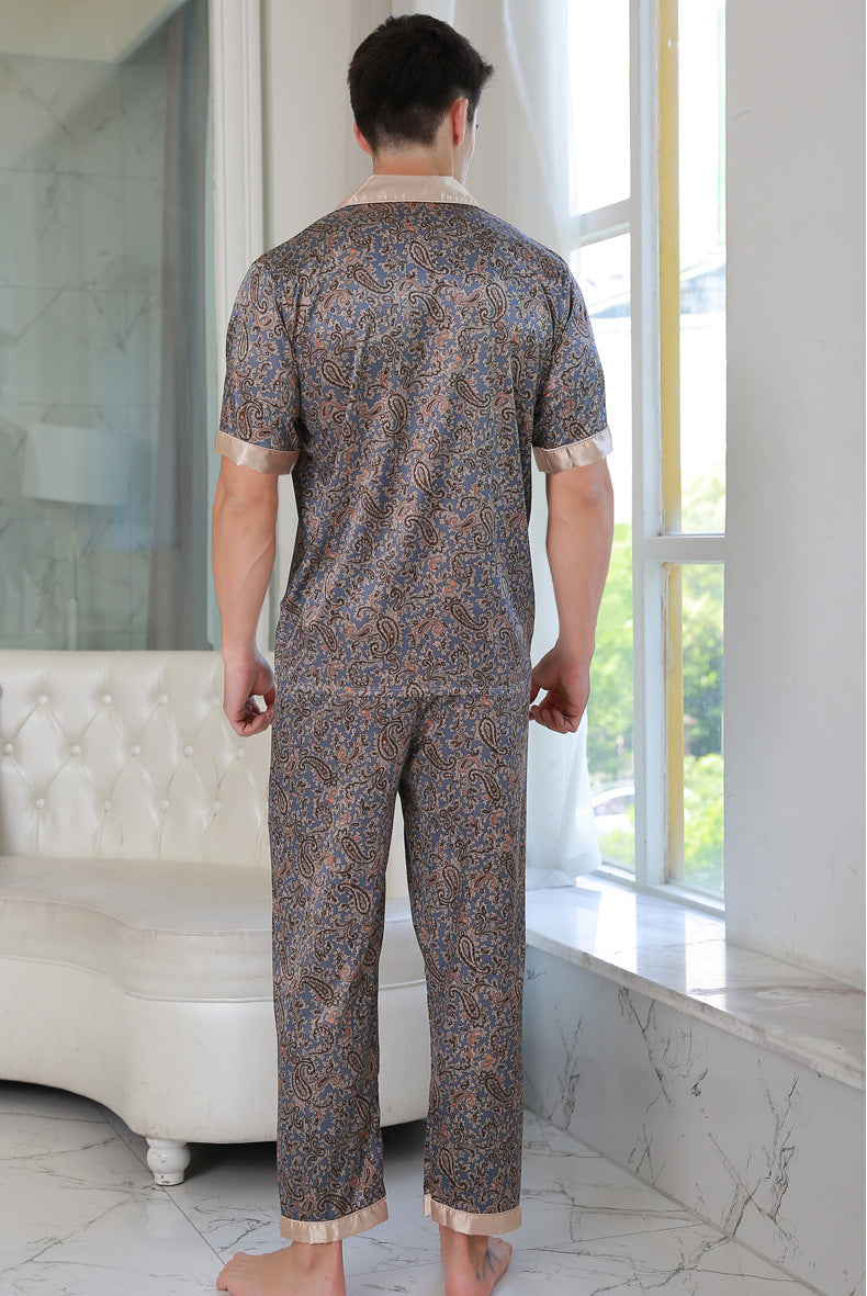 Floral Print Satin Men's Pajamas