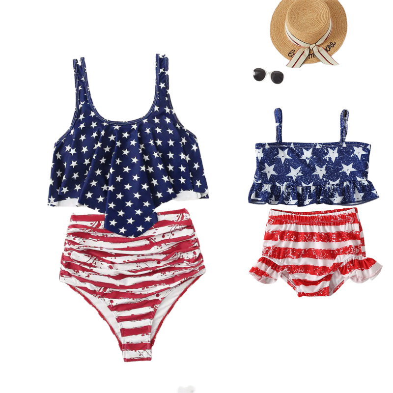 Mom and Me 4th of july Two Piece Swimwear
