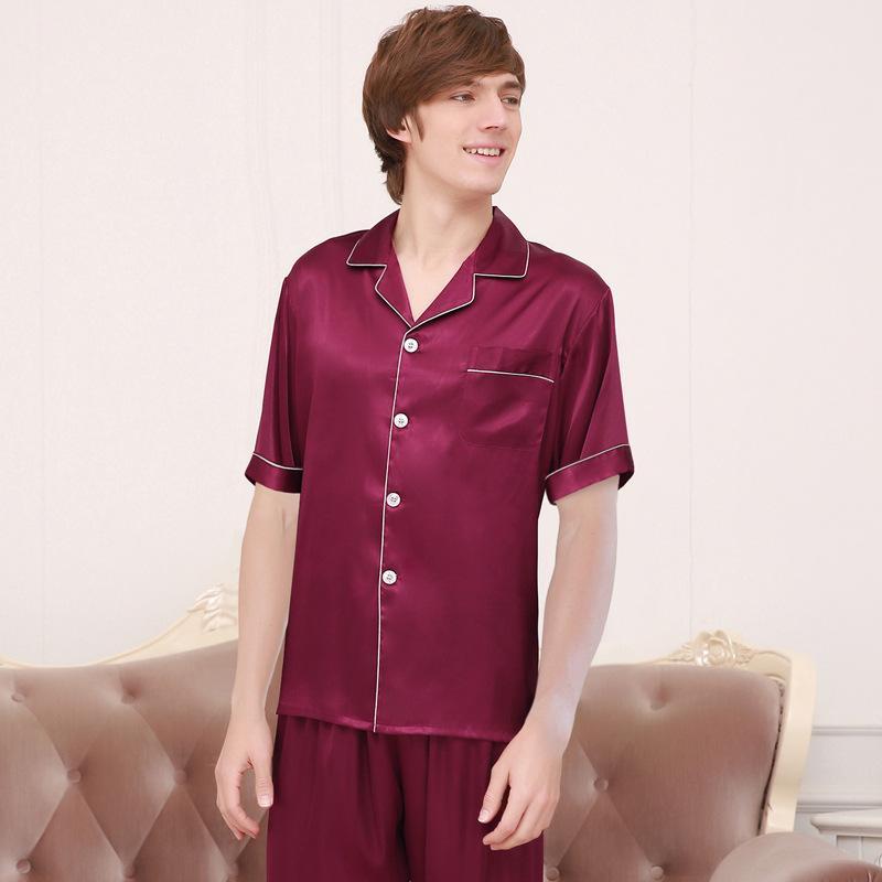 Silky Men Short Sleeve Pajama Set