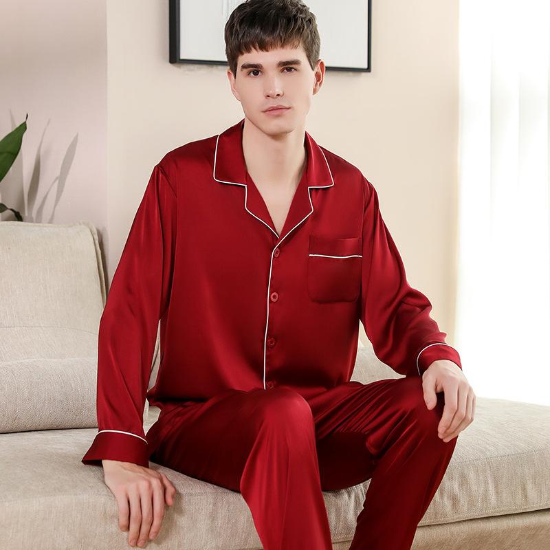Men's Beautifully Soft Long Sleeve Notch Collar Top and Pants Pajama Set