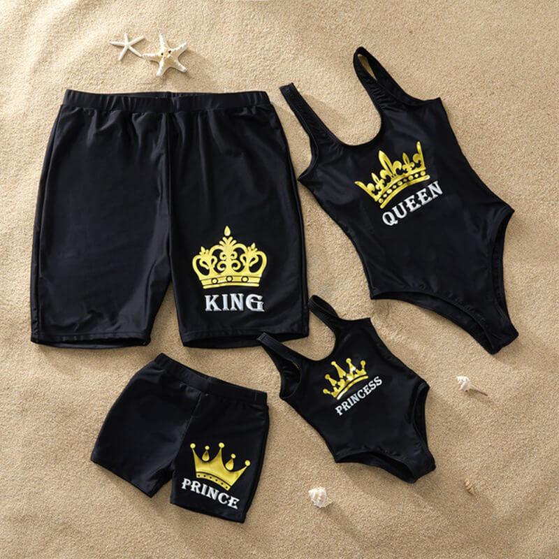 Letter Printed Family Matching Swimsuits