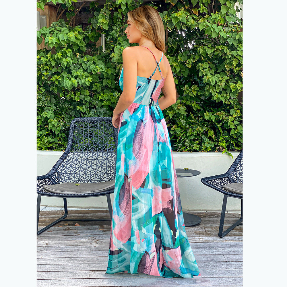 Floral Print Chiffon Cami Maxi Dress For Women