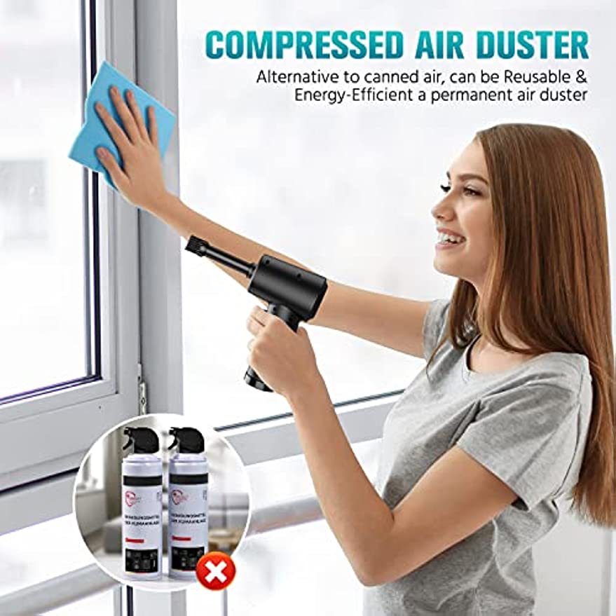 Compressed-air-Duster-100000RPM-Keyboard-Cleaner - Good Replace Compressed air can - Reusable no Canned air Duster - car Duster - pc Duster Electric air Duster - Compressed air for Computer 7600mAh