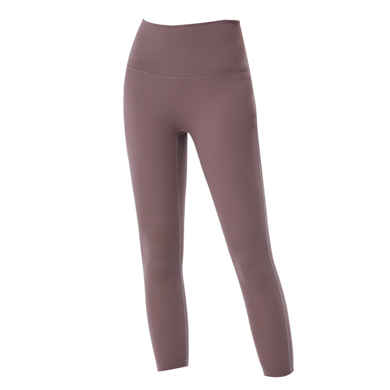 Women Solid Color Quick-Drying High Waist Cropped Yoga Pants 7/8 Leggings with Pockets HKD20110