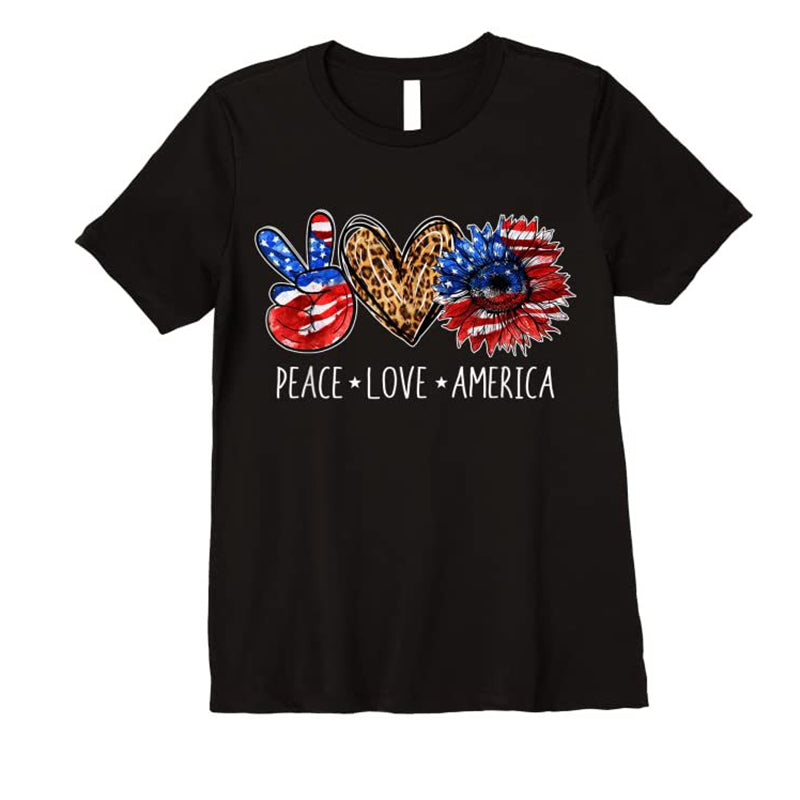 4th of July Unisex USA Letter Flag Printed Short Sleeve T-Shirt
