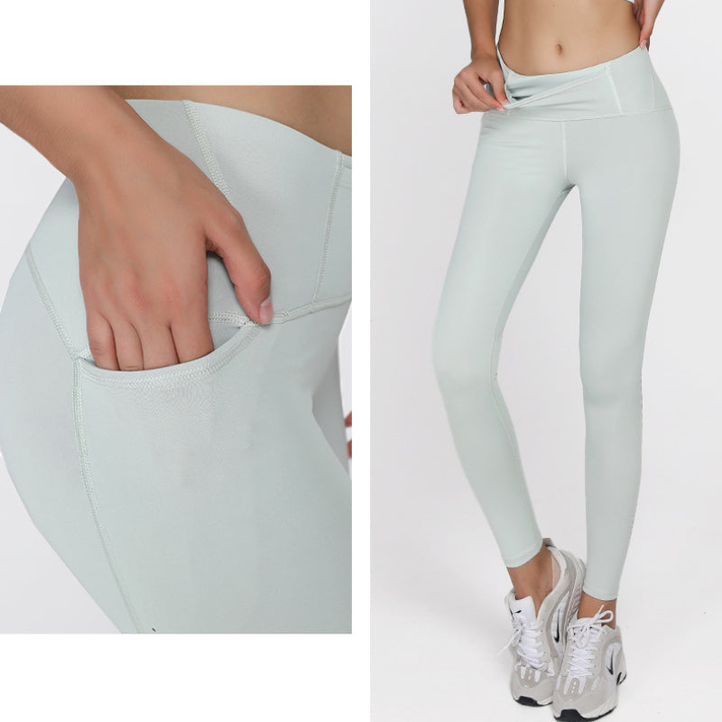 Plus Size Breathable Mesh Skinny Yoga Pants Workout Leggings with Pockets and Reflective Logo