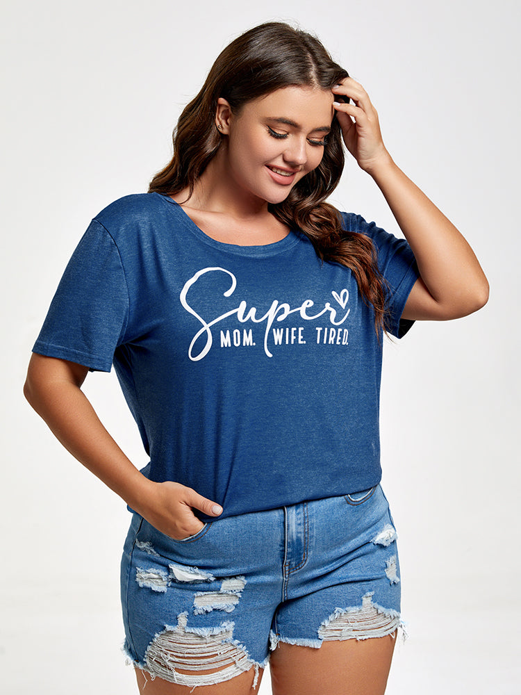 Plus Super Mom WIfe Tired Graphic Tee