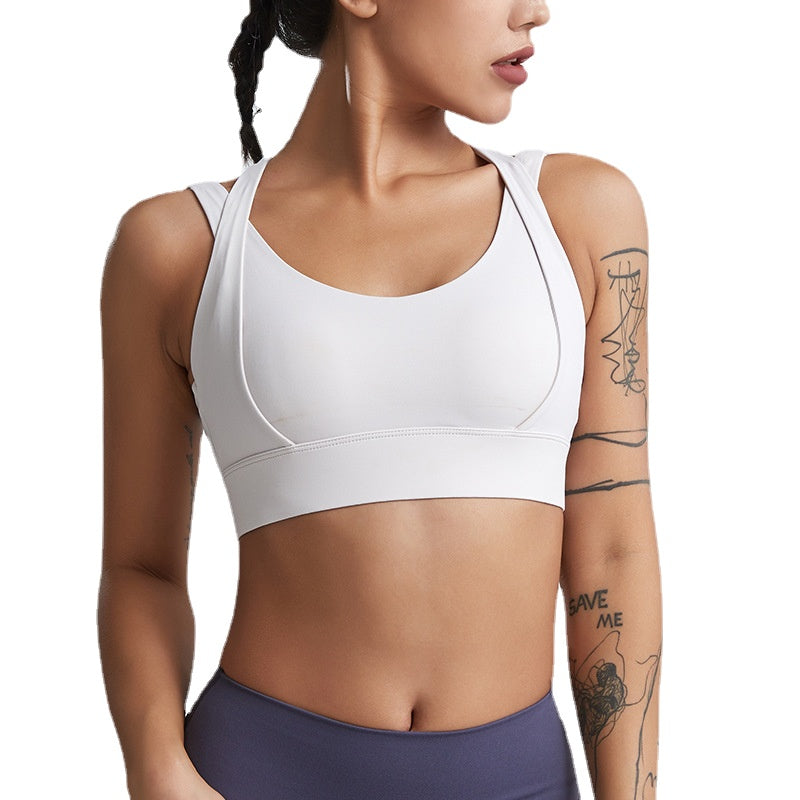 Women Large Size Sexy Push Up High Elastic Four Shoulder Straps Cross Back Wireless Sports Bra