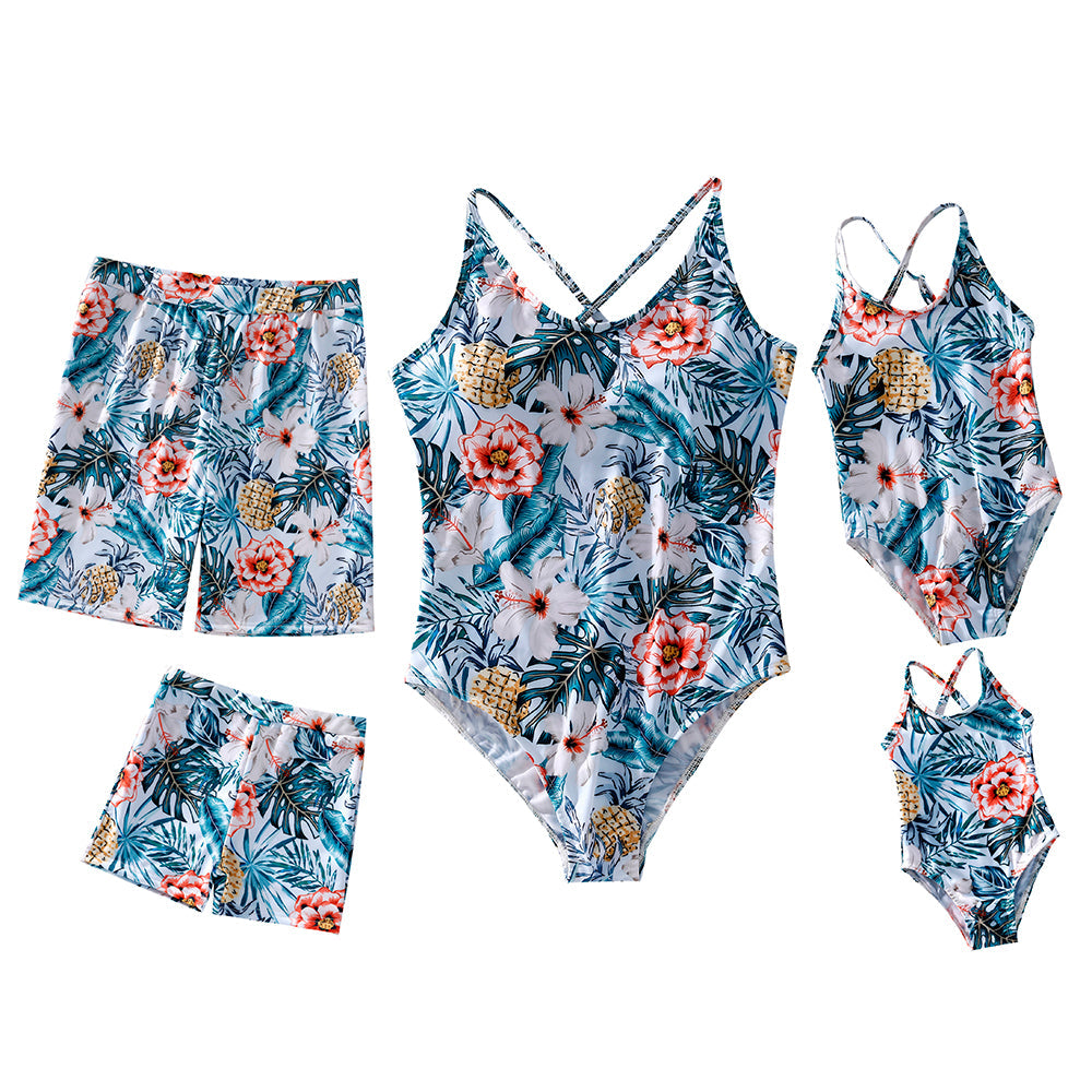 Family Matching Swimsuit Allover Floral Print One-piece Swimsuit