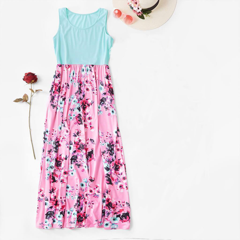 Floral Matching Tank Dresses For Women