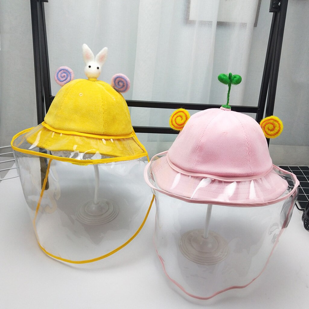 Anti-spitting Protective Bucket Hat Lovely Dustproof Cover Kids Boys Girls Masks Hat Fisherman Removable Eye Protection Hat