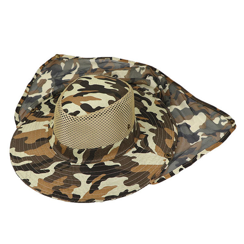 Camouflage Fishing Hiking Outdoor Face Sun Protection Neck Cover Wide Brim Cap Military Hunting Hat
